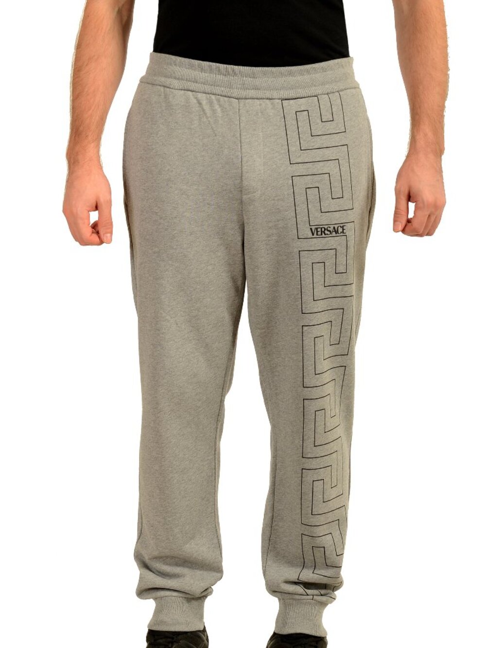 Versace Men's Greeca Logo Print Gray Sweatpants Track Pants US 2XL IT 56